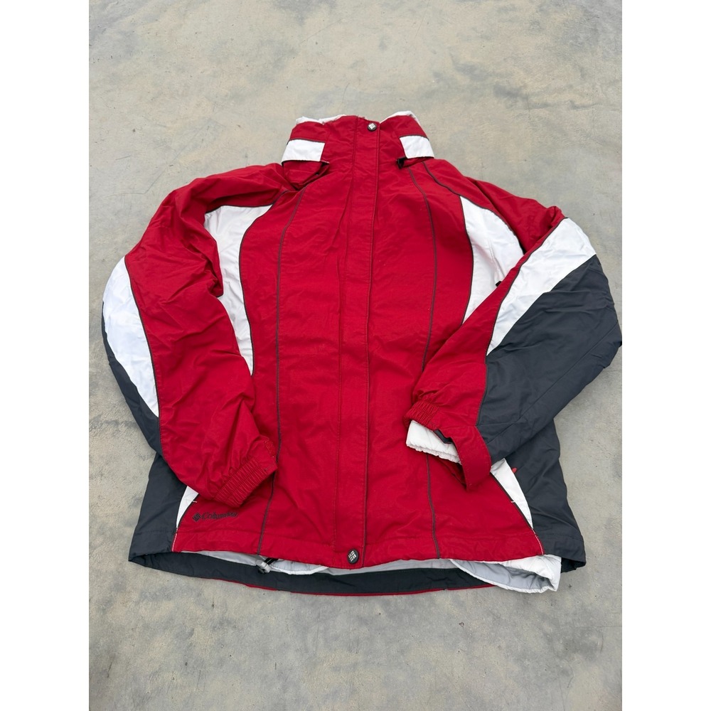 Vintage Columbia Jacket Womens Medium Red Gray Waterproof Interchange Outerwear